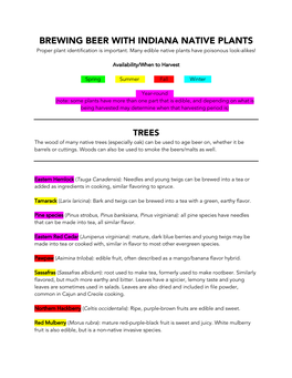 Brewing Beer with Native Plants (Seasonality)