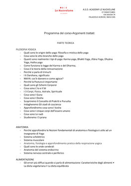 Programma Del Corso-Argomenti Trattati