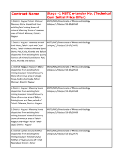 RCC/ERCC Contract Areawise Stage I Bidding E