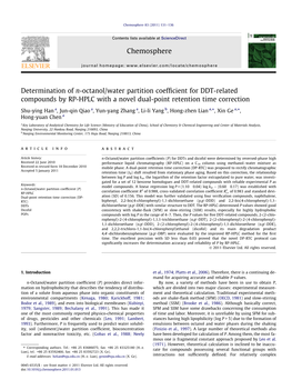 Determination of N-Octanol/Water Partition Coefficient for DDT-Related