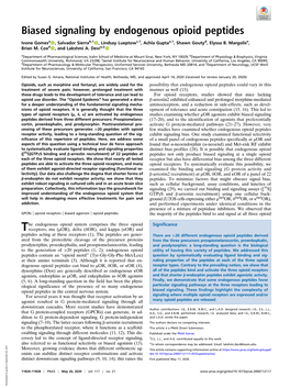 Biased Signaling by Endogenous Opioid Peptides