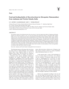 Note Food and Feeding Habits of Macrobrachium