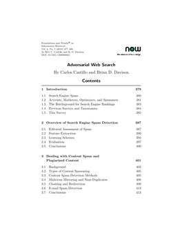 Adversarial Web Search by Carlos Castillo and Brian D