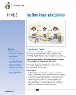 Activity 8 How Atoms Interact with Each Other