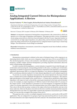 Analog Integrated Current Drivers for Bioimpedance Applications: a Review