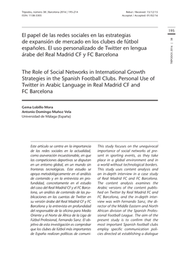 El Papel De Las Redes Sociales En Las Estrategias De Expansión De Mercado En Los Clubes De Fútbol Españoles