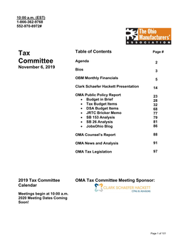 OMA Tax Committee Materials 11/6/2019