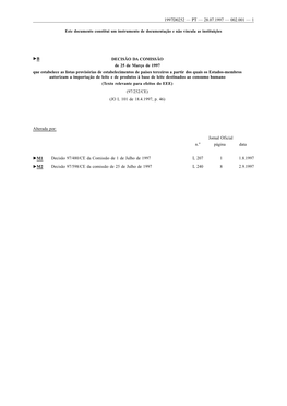 DECISÃO DA COMISSÃO De 25 De Março De 1997 Que