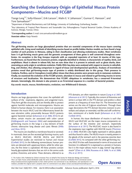 Searching the Evolutionary Origin of Epithelial Mucus Protein Components—Mucins and FCGBP Article Open Access