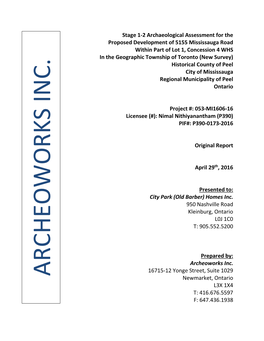 Stages 1-3 Archaeological Assessment Of