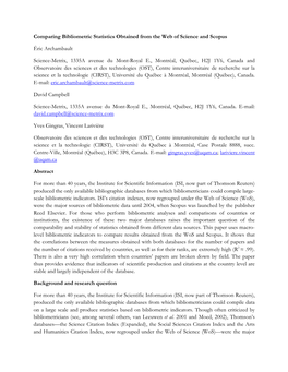 Comparing Statistics from the Bibliometric Production Platforms Of