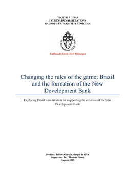 Brazil and the Formation of the New Development Bank