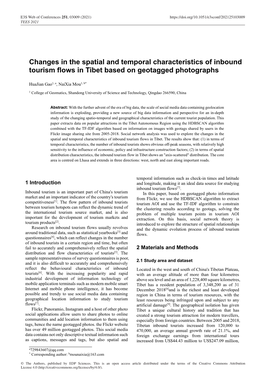 Changes in the Spatial and Temporal Characteristics of Inbound Tourism Flows in Tibet Based on Geotagged Photographs