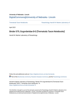 Trematoda Taxon Notebooks Parasitology, Harold W
