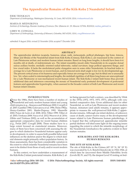 The Appendicular Remains of the Kiik-Koba 2 Neandertal Infant