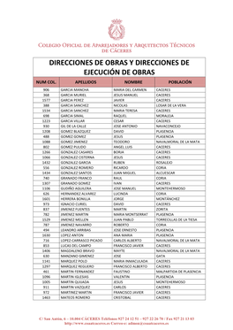 Direcciones De Obras Y Direcciones De Ejecución De Obras Num Col