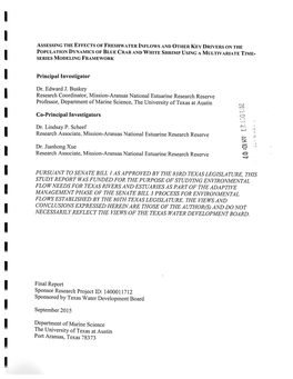 Assessing the Effects of Freshwater Inflows and Other Key Drivers