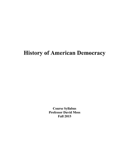 History of American Democracy Syllabus