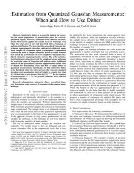 Estimation from Quantized Gaussian Measurements: When and How to Use Dither Joshua Rapp, Robin M