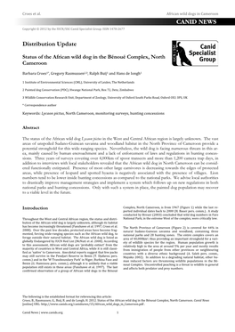 Status of the African Wild Dog in the Bénoué Complex, North Cameroon