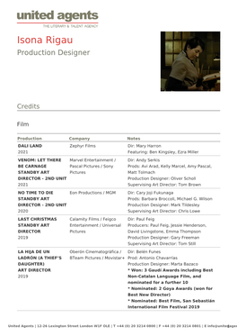 Isona Rigau Production Designer