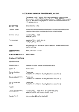 Sodium Aluminium Phosphate, Acidic