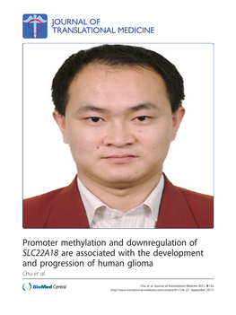 Promoter Methylation and Downregulation of SLC22A18 Are Associated with the Development and Progression of Human Glioma Chu Et Al