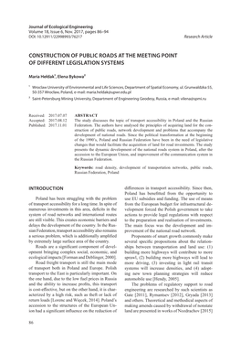 Construction of Public Roads at the Meeting Point of Different Legislation Systems