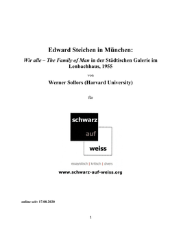 Edward Steichen in München: Wir Alle – the Family of Man in Der Städtischen Galerie Im Lenbachhaus, 1955