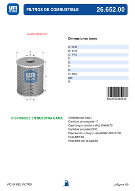 Filtros De Combustible 26.652.00