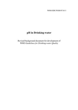 Ph in Drinking-Water