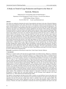 A Study on Trend of Logs Production and Export in the State of Sarawak, Malaysia