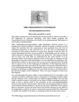 The Chhandogya Upanishad