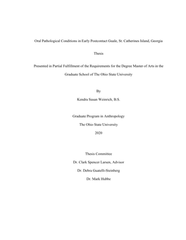 1 Oral Pathological Conditions in Early Postcontact Guale, St