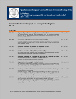 Quellensammlung Zur Geschichte Der Deutschen Sozialpolitik I