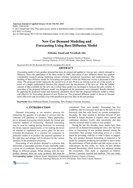 New Car Demand Modeling and Forecasting Using Bass Diffusion Model