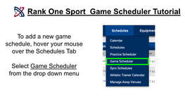 Rank One Sport Game Scheduler Tutorial