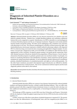 Diagnosis of Inherited Platelet Disorders on a Blood Smear