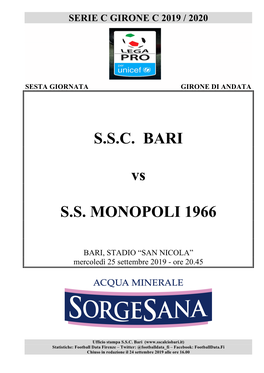 S.S.C. BARI Vs S.S. MONOPOLI 1966