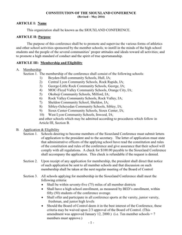 Siouxland Conference Procedures