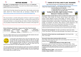 NOTICE BOARD PARISH of ST PAUL and ST LUKE, TRANMERE Sunday 25 July 2021, Eighth Sunday of Trinity Welcome Fr Andrew and H