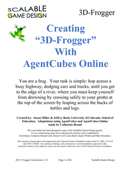 Creating “3D-Frogger” with Agentcubes Online