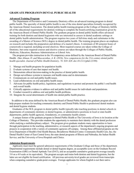 Graduate Program in Dental Public Health