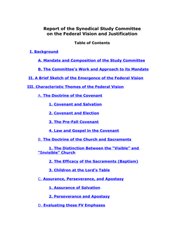 Report of the Synodical Study Committee on the Federal Vision and Justification