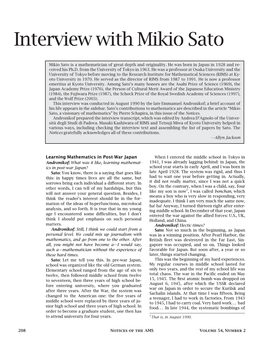 Interview with Mikio Sato