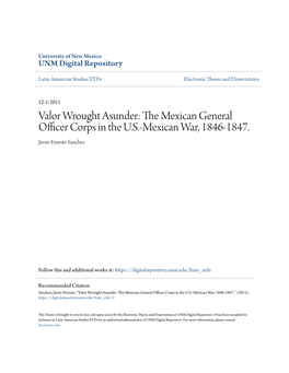 The Mexican General Officer Corps in the US