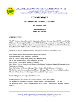 ORGANISATION of EASTERN CARIBBEAN STATES Morne Fortuné, P.O