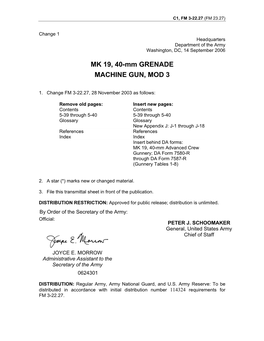 MK 19, 40-Mm GRENADE MACHINE GUN, MOD 3