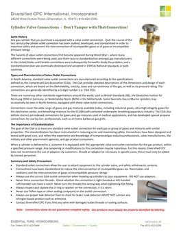 Cylinder Valve Connections - Don’T Tamper with That Connection!