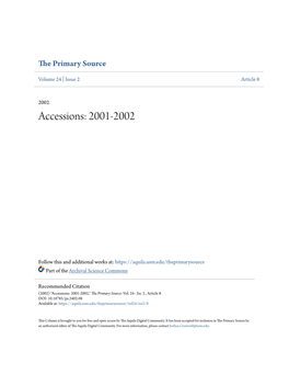 Accessions: 2001-2002